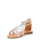 Sandalo con strass e zip white | Boscaini Scarpe