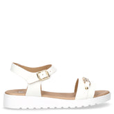 Sandalo in ecopelle con catena bambina bianco platino | Boscaini Scarpe