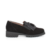 Mocassino con frangia e nappine nero cocco - Mocassini Donna | Boscaini Scarpe