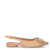 Slingback bassa in ecopelle e rafia intrecciata sabbia - LAURA BIAGIOTTI | Boscaini Scarpe