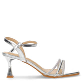 Sandalo in ecopelle con tacco argento | Boscaini Scarpe