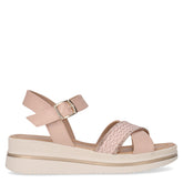 Sandalo in pelle con zeppa cipria - Sandali Con Tacco Donna | Boscaini Scarpe