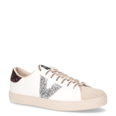 Sneaker in pelle bianco argento bordeaux - VICTORIA | Boscaini Scarpe
