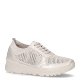 Sneaker slip on in tessuto ed ecopelle argento | Boscaini Scarpe