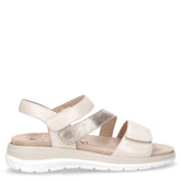 Sandalo in pelle con strappi offwhite oro | Boscaini Scarpe