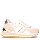 Sneaker in ecopelle e tessuto con zeppa beige nabuk - LAURA BIAGIOTTI | Boscaini Scarpe