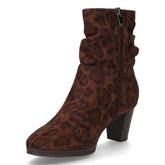 Tronchetto in tessuto con zip leopardato marrone | Boscaini Scarpe