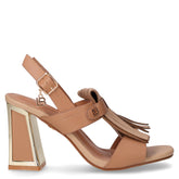 Sandalo in ecopelle con tacco sabbia | Boscaini Scarpe