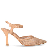 Sandalo in tessuto con tacco nude - Sandali Con Tacco Donna | Boscaini Scarpe