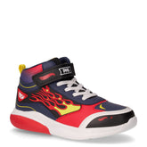 Sneaker in ecopelle e tessuto bambino nero e rosso | Boscaini Scarpe