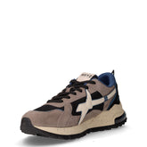 Breeze 3 sneaker in pelle e tessuto taupe nero | Boscaini Scarpe