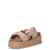 Ciabatta in tessuto con zeppa offwhite | Boscaini Scarpe