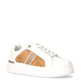 Sneaker bambina in ecopelle con platform bianco geo beige - 1°CLASSE | Boscaini Scarpe