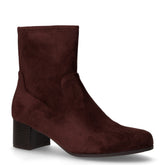 Tronchetto in tessuto scamosciato con zip marrone scuro | Boscaini Scarpe