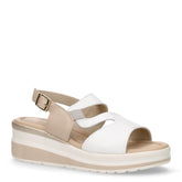 Sandalo in pelle con zeppa bianco beige | Boscaini Scarpe