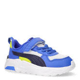 Trinity 2 sneaker in ecopelle e tessuto bambino grigio blu giallo | Boscaini Scarpe
