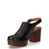 Zoccolo slingback in pelle con tacco nero | Boscaini Scarpe