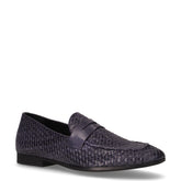 Mocassino in pelle intrecciata navy | Boscaini Scarpe
