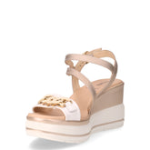 Sandalo in pelle con zeppa bianco rosa | Boscaini Scarpe