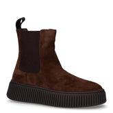 Stivaletto beatles in pelle con platform cacao | Boscaini Scarpe