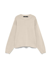 Maglione girocollo a coste in maglia panna | Boscaini Scarpe