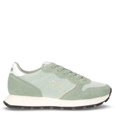 Ally Glitter Textile sneaker in pelle e tessuto verde | Boscaini Scarpe
