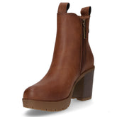 Tronchetto in ecopelle con zip cammello | Boscaini Scarpe