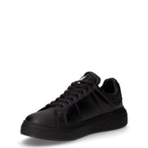 Sneaker in pelle con placca metallica nero | Boscaini Scarpe