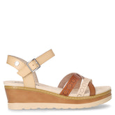 Sandalo con zeppa in ecopelle beige - REFRESH DONNA | Boscaini Scarpe