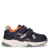 Miguel sneaker in ecopelle bambino navy blue arancio | Boscaini Scarpe