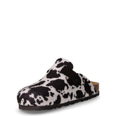 Ciabatta in tessuto stampa mucca bianco nero | Boscaini Scarpe
