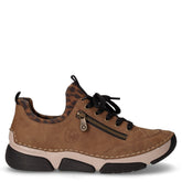 Sneaker in ecopelle con zip laterale marrone leopardato | Boscaini Scarpe