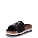 Ciabatta in ecopelle con strass nero | Boscaini Scarpe