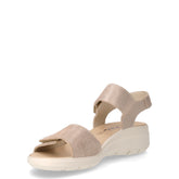 Sandalo in pelle con zeppa beige champagne | Boscaini Scarpe