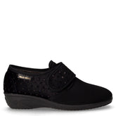 Pantofola in tessuto con strappo nero | Boscaini Scarpe