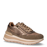 Sneaker  in ecopelle con zeppa taupe | Boscaini Scarpe