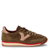 Sneaker in pelle scamosciata e tessuto sherpa kaki | Boscaini Scarpe