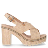 Sandalo in rafia con tacco taupe - REFRESH DONNA | Boscaini Scarpe