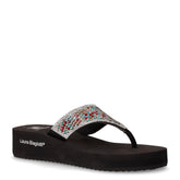 Infradito in tessuto con strass multicolor nero - Donna | Boscaini Scarpe