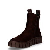 Stivaletto in tessuto scamosciato con zip marrone | Boscaini Scarpe