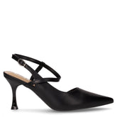 Slingback con tacco in ecopelle nero | Boscaini Scarpe