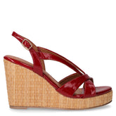 Sandalo in ecopelle con zeppa ciliegia vernice - Sandali Con Tacco Donna | Boscaini Scarpe