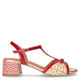 Sandalo con tacco in ecopelle rosso beige - DU SIMON | Boscaini Scarpe