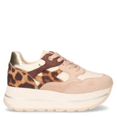 Sneaker in tessuto ed ecopelle con zeppa leopardo - QUEEN HELENA | Boscaini Scarpe