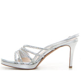 Sandalo strass con tacco argento - Sandali Con Tacco Donna | Boscaini Scarpe