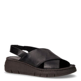 Sandalo in pelle con zeppa nero - Sandali Con Tacco Donna | Boscaini Scarpe