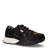 Sneaker in pelle e tessuto con paillettes nero | Boscaini Scarpe