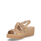 Sandalo con strass e zeppa sabbia | Boscaini Scarpe