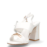 Sandalo in ecopelle con tacco bianco | Boscaini Scarpe