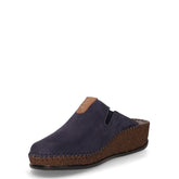 Ciabatta da casa con zeppa in pelle blu | Boscaini Scarpe